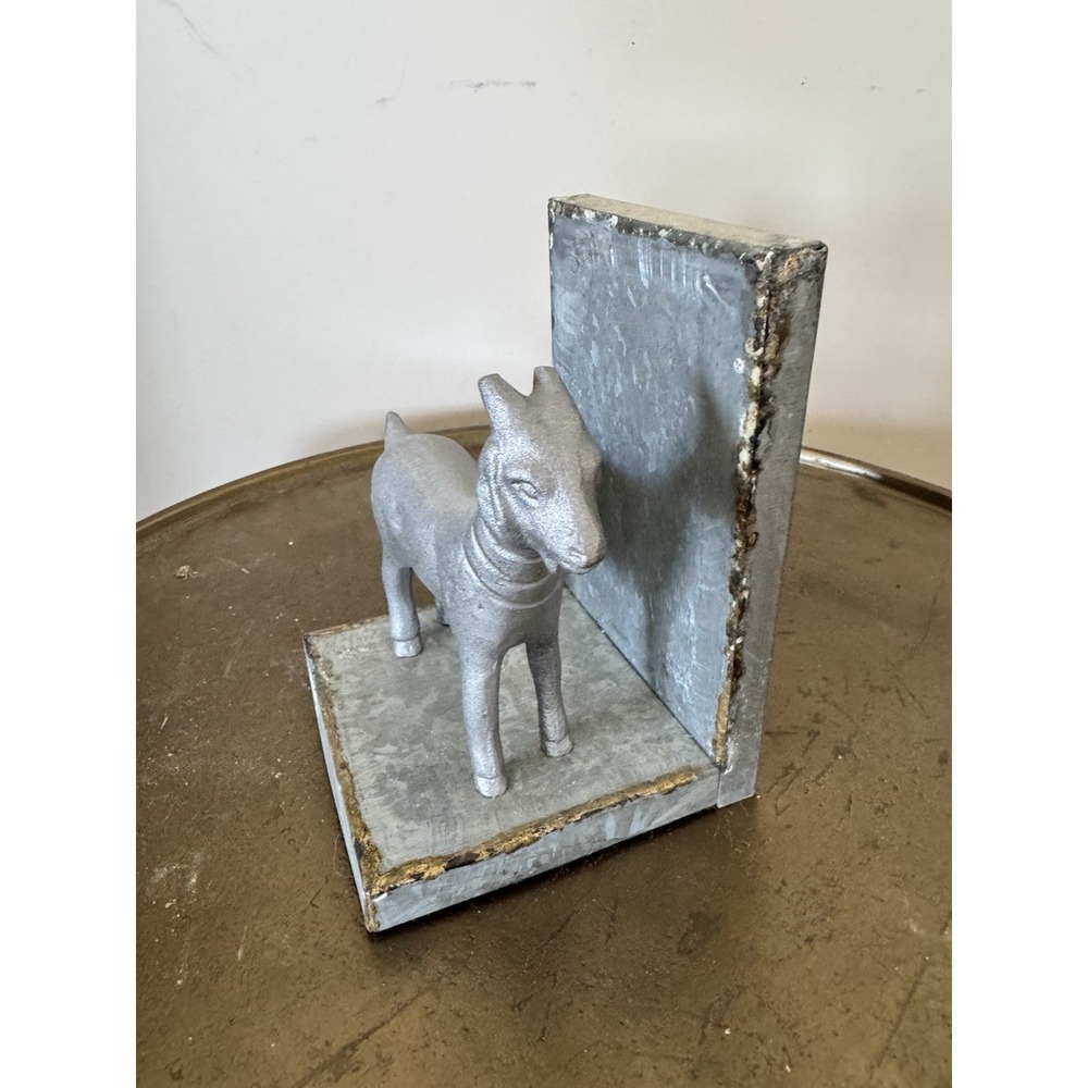 Boer Goat Bookend Bookshelf Meat Horned Farmhouse Galvanized Metal Rustic Prim